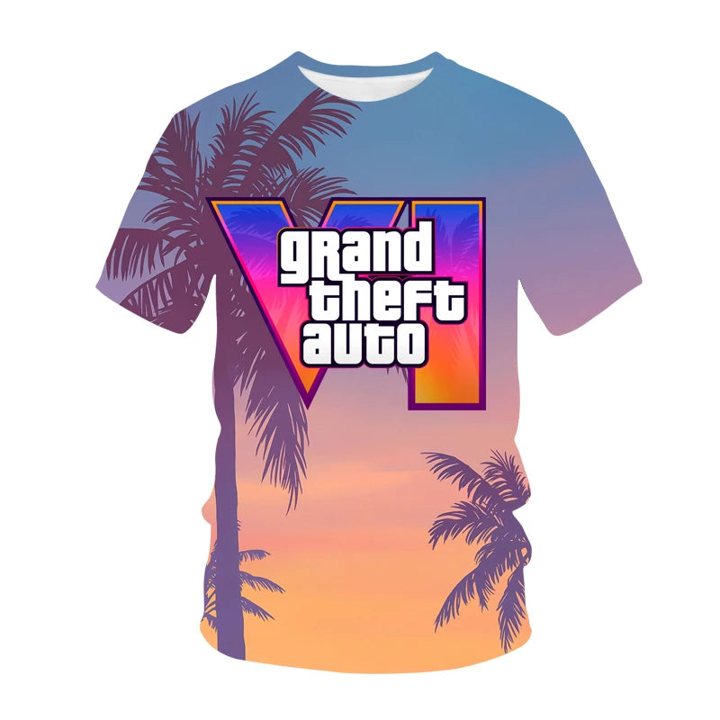 GTA 6 T-shirt Game 3D Printing Street Clothing Men and Women's Leisure Fashion T-shirt Breathable and Comfortable Top Clothing