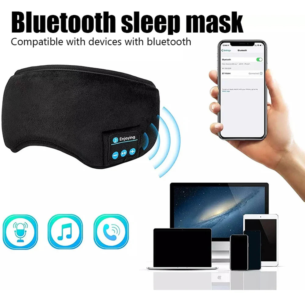 Fones de ouvido Bluetooth Fone Esportes Faixa de dormir Fones de ouvido sem fio elásticos Música Máscara de olho Faixa de fone de ouvido sem fio Bluetooth